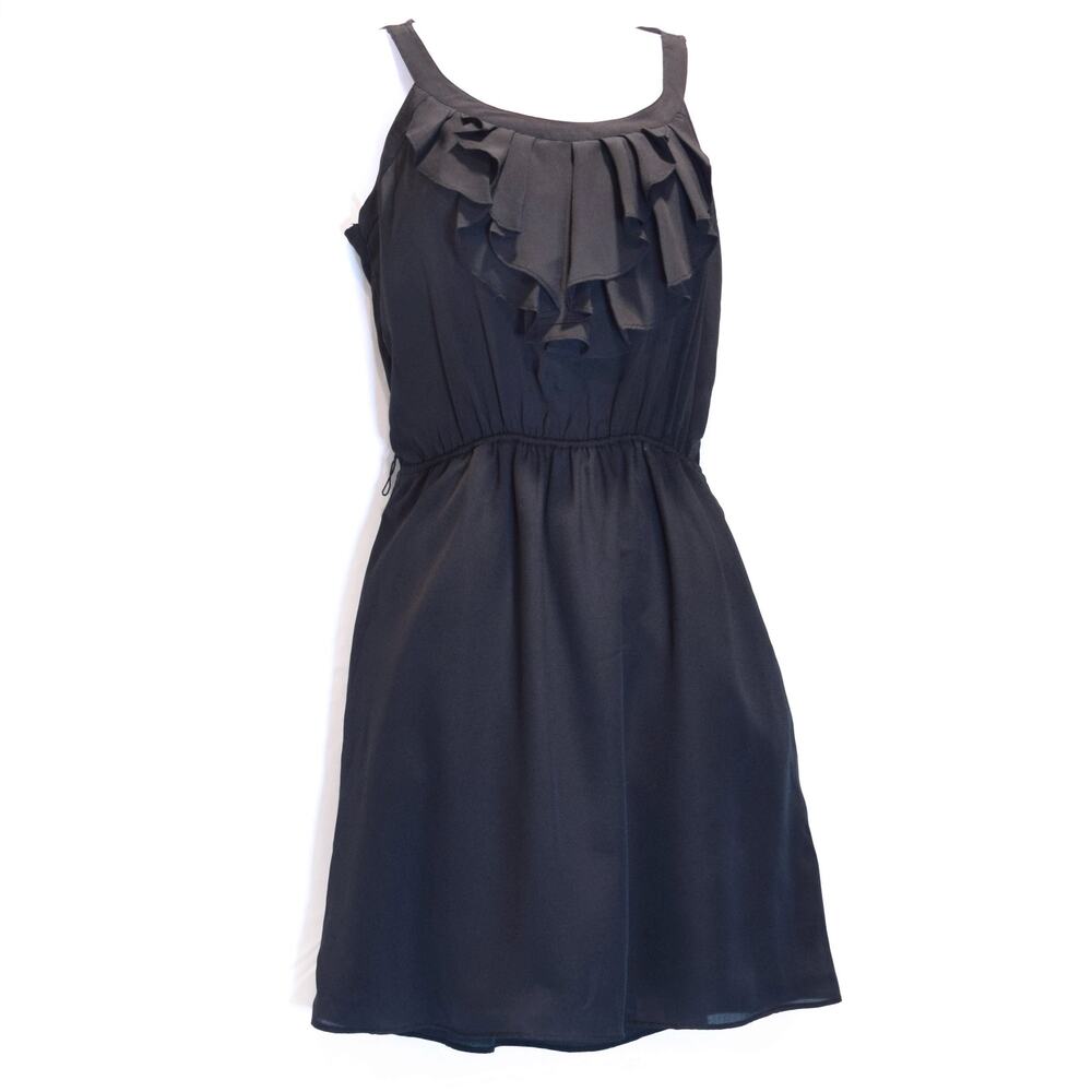 EXPRESS Size XS Black Scoop Neck Ruffle Front Mini Dress